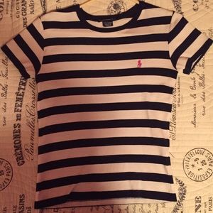Navy Striped Ralph Lauren Sport Tee