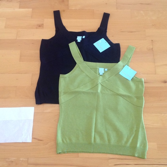 Brand new tank tops black and Saige green. Size M.