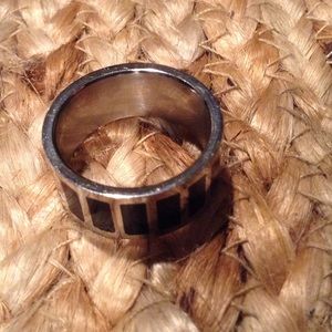 Stainless steel and black ring