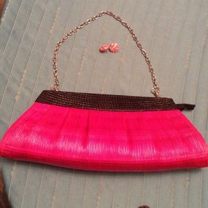 Pink clutch and button earring bundle