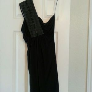 One shoulder black Bebe Addiction dress