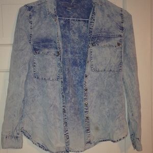 Acid Wash Denim Button-Up