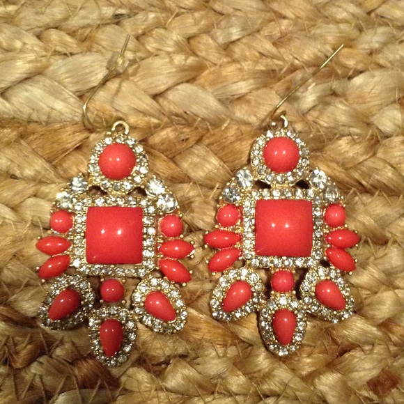 Pink stone and diamond dangle earrings