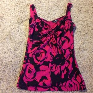 Cute black and pink floral tank.