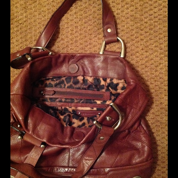 b. makowsky Bags Brown Leather Bag With Leopard Lining Poshmark