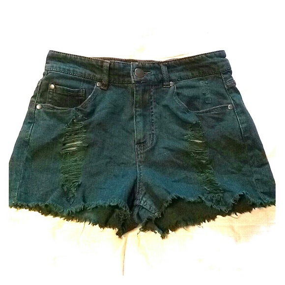 Tinseltown. Green hi-rise denim shorts pac sun