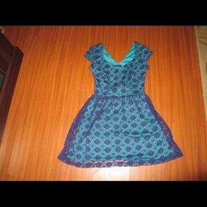 City Triangles aqua and navy dress