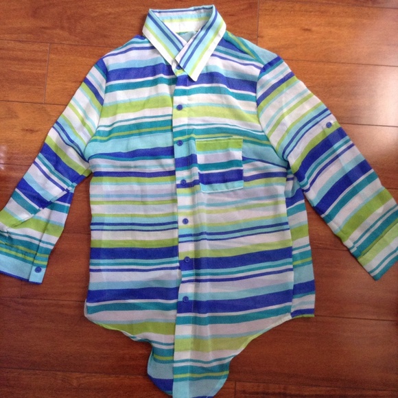 Striped Tie Up Chiffon Top