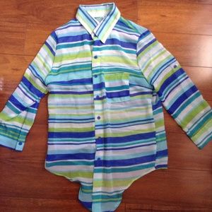 Striped Tie Up Chiffon Top