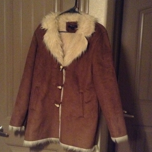 Brown and tan Fur and suede coat