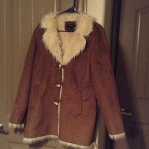 Brown and tan Fur and suede coat