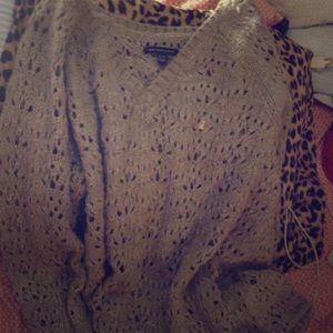 AE Vneck open knit sweater