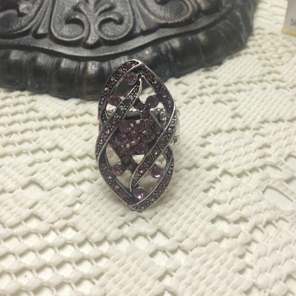 Elastic purple and metallic ring - Picture 2 of 3