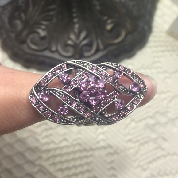 Elastic purple and metallic ring - Picture 3 of 3