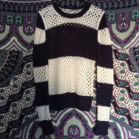 Blue and White Knit Sweater