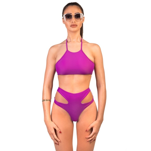 Purple Berry High Waist Swimsuit
