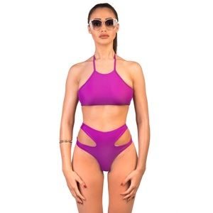 Purple Berry High Waist Swimsuit