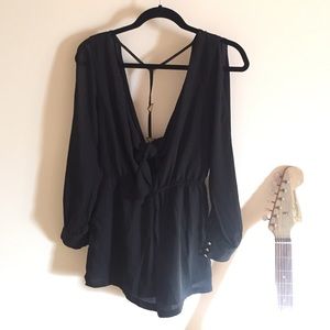 Black romper, low back
