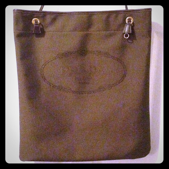 Prada Canvas and Leather Tote Bag (brown)