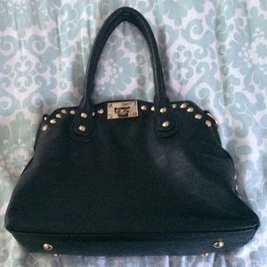 Black gold studded tote