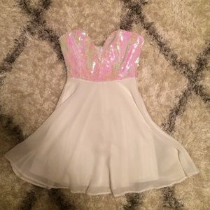 Tobi white sequined strapless dress