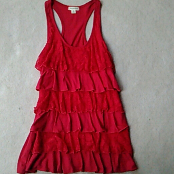 Red racerback layered tank top - Picture 1 of 4
