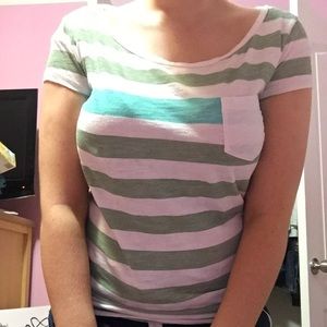 American Eagle striped scoop neck tee