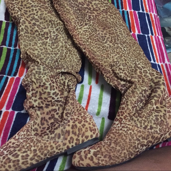 Knee high print boots