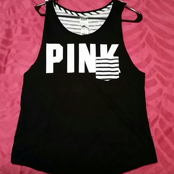 PINK Victoria's Secret Tops - NEW PINK gym top sz XS stripes