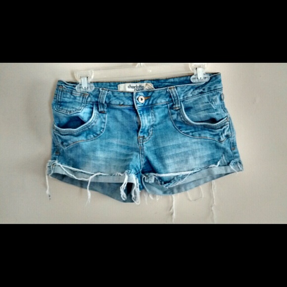 Distressed Denim Blue Jean Cut off Shorts