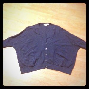 Blue quarter sleeve cardigan