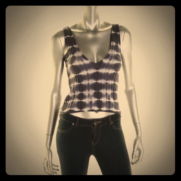 Guess Tops - New Guess Tie Dye Blue Crop Top Sweater V Neck XS