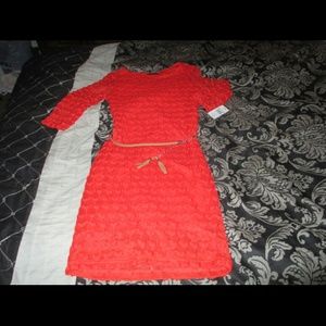 NWT Sharagano orange crochet dress