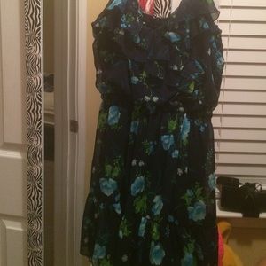 Blue and Green flower print dress