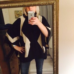 F21 cream and black poncho
