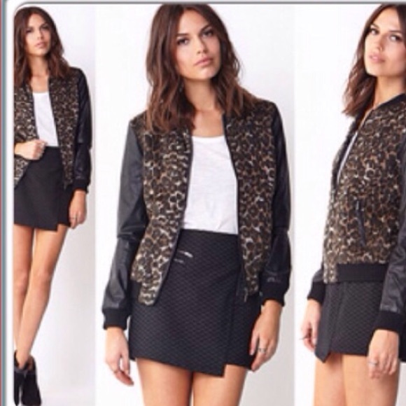 Forever 21 Varsity Leopard/Black Jacket S