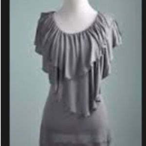 Gray ruffled top