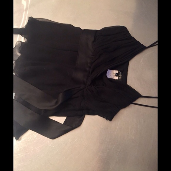 ABS BY ALLEN SCHWARTZ: BLACK CAMISOLE RIBBON TOP