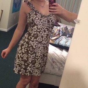 Brown and white floral dress