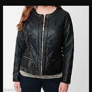 Plus Quilted Black Leather Jacket from Lane Bryant