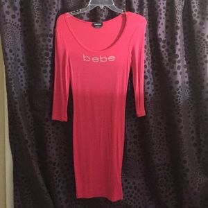 Size small bebe ribbed three quarter sleeved dress