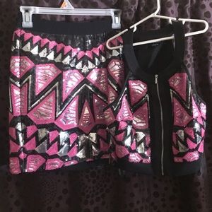 Bebe sparkly top & skirt