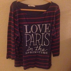 Love Paris 3/4 Sleeve Tunic T-Shirt
