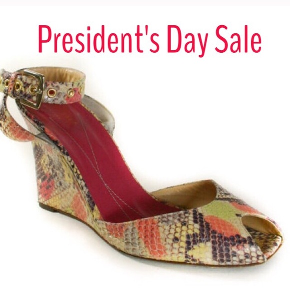 kate spade Shoes - Kate Spade Python Print Leather Wedges