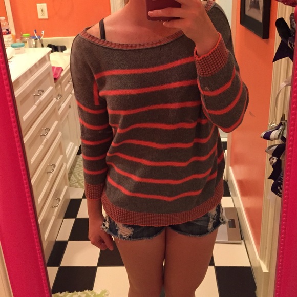 Pink and grey striped American Eagle sweater