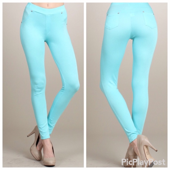 💟🆕MANDY // TEAL Stretchy JEGGINGS - Picture 2 of 3