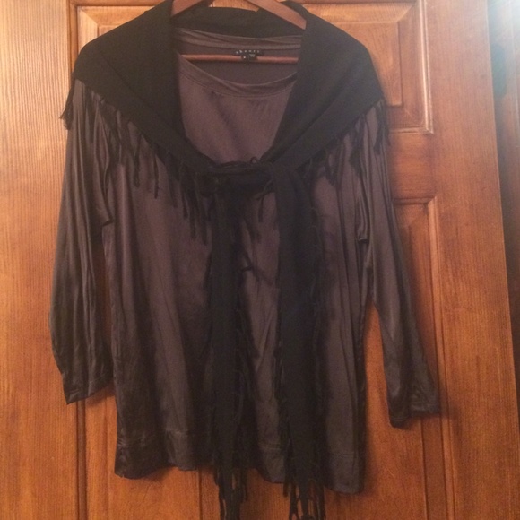 Theory Top with a shawl attached