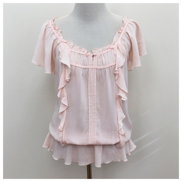 Express Tops - EXPRESS | Light Pink Ruffle Blouse