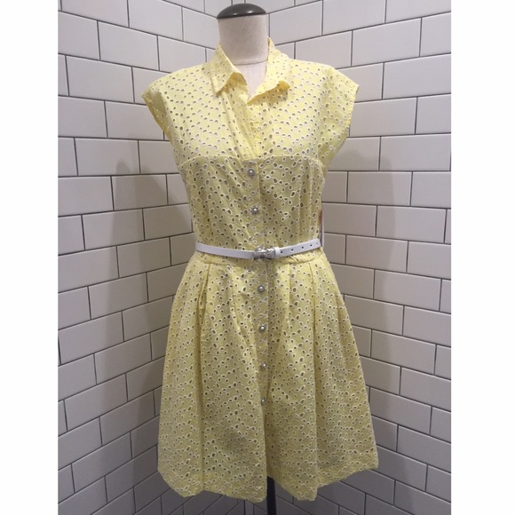 Betsey Johnson Dresses & Skirts - Betsey Johnson Cap Sleeve Belted Eyelet Dress 12