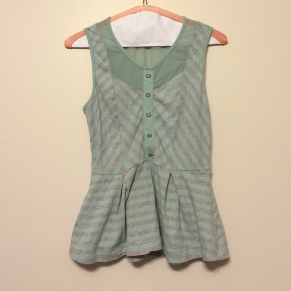 Mint Peplum Shirt - Picture 1 of 2